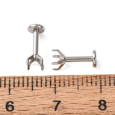 304 Stainless Steel Prong Earring Settings SA-CBA8B85-11B-01-1