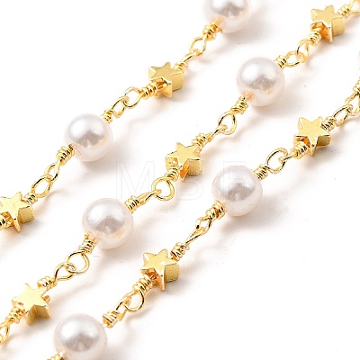 Glass Pearl Round Beaded Chain CHC-G017-07G-1