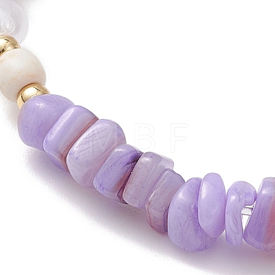 6Pcs 6 Colors Natural Freshwater Shell Chip & ABS Plastic Imitation Pearl Beaded Stretch Bracelets BJEW-JB12727-1