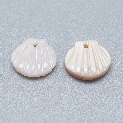Natural White Shell Mother of Pearl Shell Charms X-SSHEL-S260-097C-1