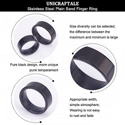 Unicraftale 6Pcs 6 Size Ion Plating(IP) 304 Stainless Steel Plain Band Finger Ring for Men Women RJEW-UN0001-25-1