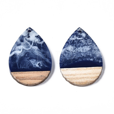 Opaque Resin & Walnut Wood Pendants RESI-T035-28-B01-1