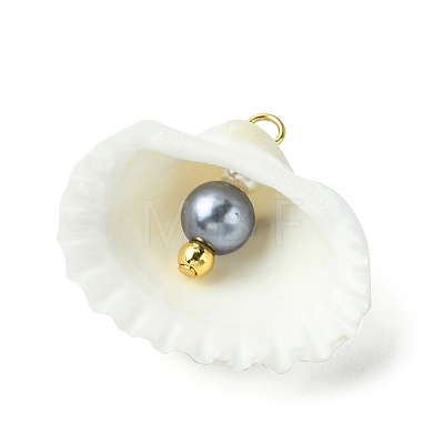 Natural Shell & Imitation Pearl Pendants PALLOY-JF03376-01-1