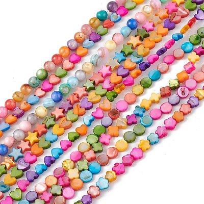 10 Strands Colorful Natural Freshwater Shell Dyed Beads Strands SHEL-M018-02-1