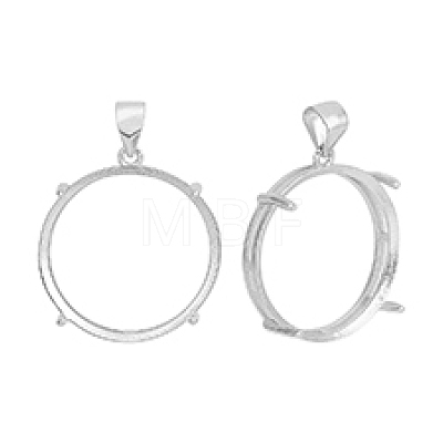 2Pcs 925 Sterling Silver Pendant Cabochon Settings STER-PH0003-98-1