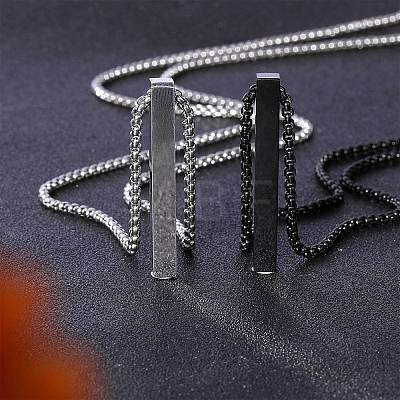 2Pcs 2 Color Stainless Steel Minimalist Rectangle Pendant Necklaces Set JN1123A-1