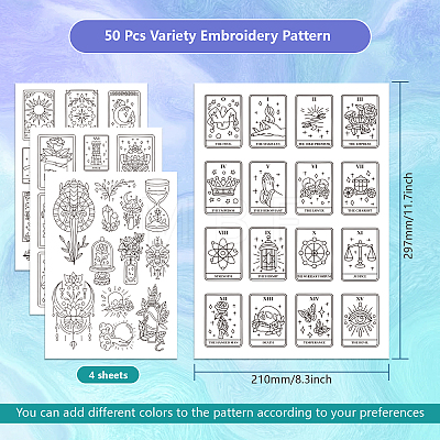 4 Sheets 11.6x8.2 Inch Stick and Stitch Embroidery Patterns DIY-WH0455-068-1