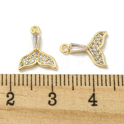 Brass Micro Pave Clear Cubic Zirconia Charms KK-H460-34G-1