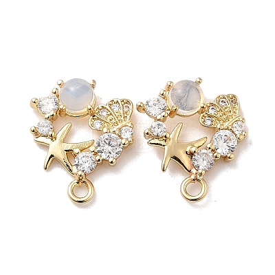 Brass with Cubic Zirconia Stud Earrings Finding KK-Q048-20G-1