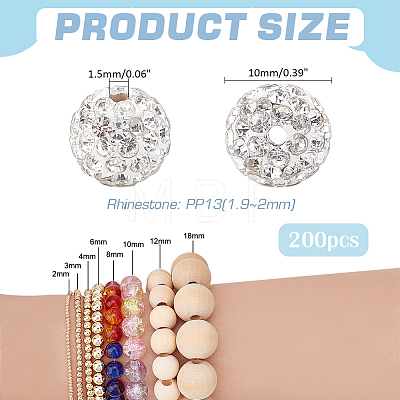 200Pcs Pave Disco Ball Beads RB-PH0001-41E-1