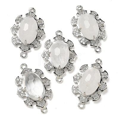 Natural Quartz Crystal Faceted Oval Connector Charms G-G181-06P-08-1