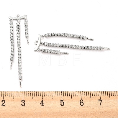 Rhodium Plated Chains Tassel 925 Sterling Silver Micro Pave Cubic Zirconia Peg Bails STER-Q192-29P-1