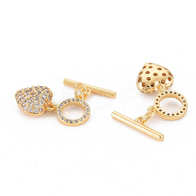 Brass Micro Pave Clear Cubic Zirconia Toggle Clasps KK-S354-295A-01-NF-1