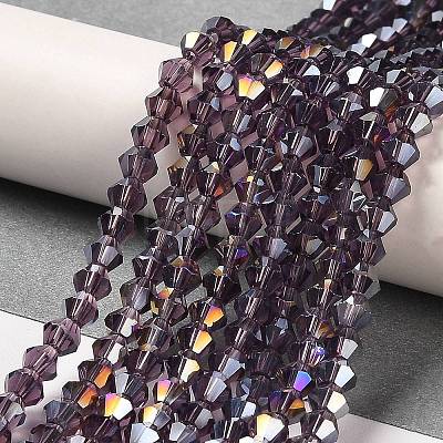 Transparent Electroplate Glass Beads Strands GLAA-F029-3mm-A04-1