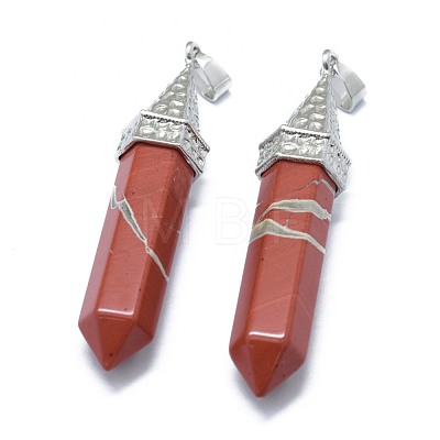 Natural Red Jasper Pointed Pendants G-G795-01P-10-1