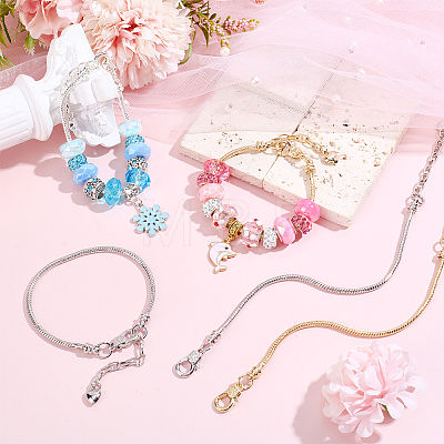 24Pcs 3 Colors Brass European Style Bracelet Making MAK-PA0001-01-1