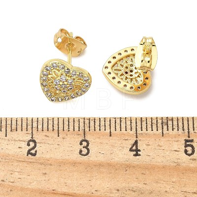 Brass Micro Pave Clear Cubic Zirconia Stud Earrings EJEW-P303-02A-G-1