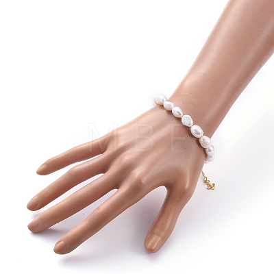 Natural Baroque Pearl Keshi Pearl Beaded Bracelets BJEW-JB05262-1