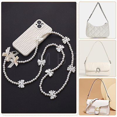 WADORN 2Pcs ABS Plastic Imitation Pearl Beaded Bag Handles FIND-WR0006-62-1