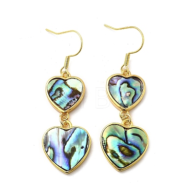 Brass Natural Abalone Shell Dangle Earrings EJEW-F388-01B-G-1