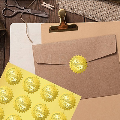34 Sheets Self Adhesive Gold Foil Embossed Stickers DIY-WH0509-045-1