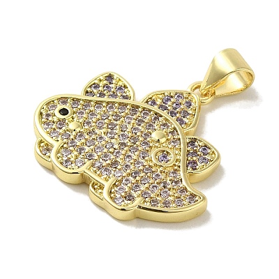 Brass Micro Pave Cubic Zirconia Pendants KK-Z042-18G-03-1