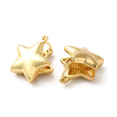 Brass Star Hoop Earrings for Women EJEW-Q024-07G-1