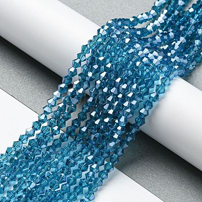Transparent Electroplate Glass Beads Strands GLAA-F029-2mm-C01-1
