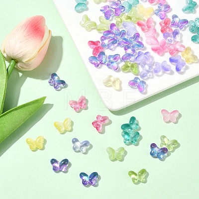 50Pcs Transparent Spray Painted Glass Beads GLAA-YW0004-97A-1