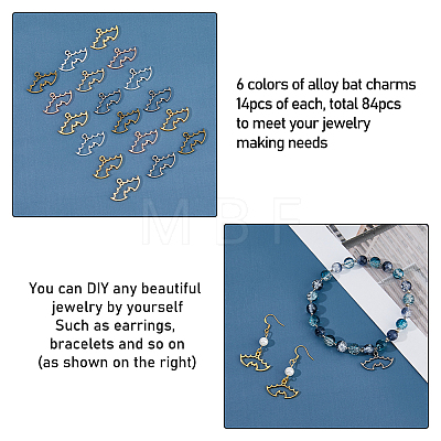 84Pcs 6 Colors Alloy Pendants FIND-FH0009-91-1