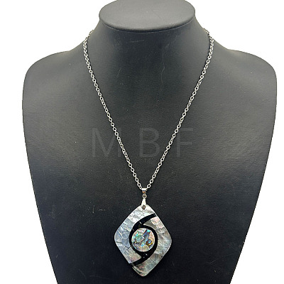 Alloy Pave Natural Colorful Abalone Shell Pendant Vintage Statement Necklaces HC0064-6-1