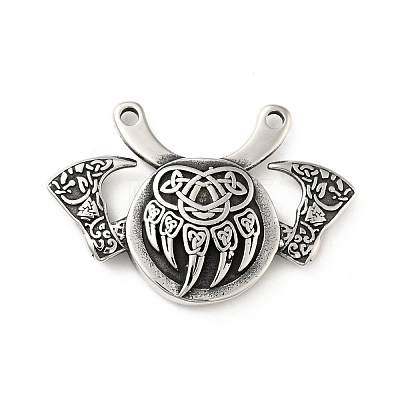 304 Stainless Steel Viking Bear Paw Law Odin Double Ax Pendants STAS-P309-31AS-1