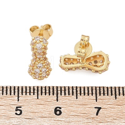 Brass Micro Pave Cubic Zirconia Stud Earrings EJEW-Z091-04G-I-1