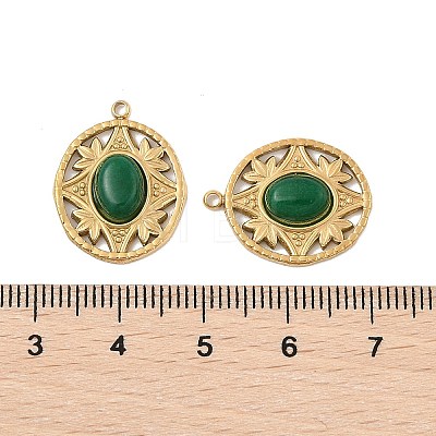 304 Stainless Steel Pave Dyed Natural Malaysia Jade Pendants STAS-P380-22G-02-1