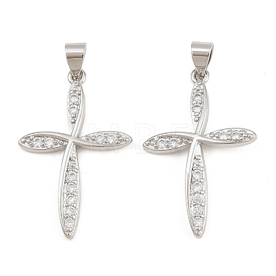 Brass Micro Pave Clear Cubic Zirconia Pendants CU-CBADC6C-01P-1