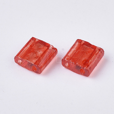 2-Hole Baking Painted Transparent Glass Seed Beads SEED-S023-32C-09-1
