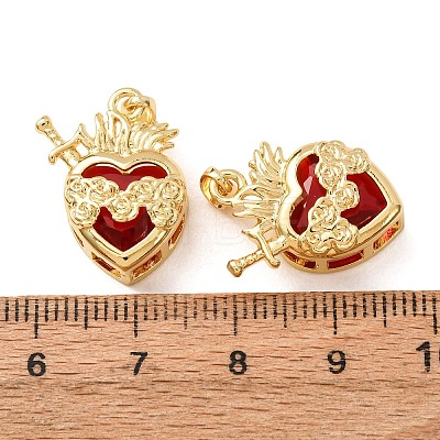 Brass Pave Red Cubic Zirconia Pendants CU-CBA7B6A-01G-1