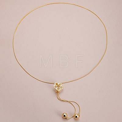 Elegant Hollow Flower Y-Shaped Chain Pendant Lariat Necklaces for Autumn/Winter RX2303-1-1