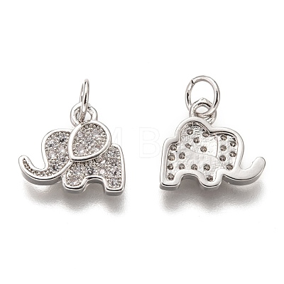 Brass Micro Pave Clear Cubic Zirconia Charms ZIRC-C020-35P-1