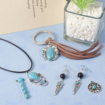  16Pcs 8 Styles Synthetic Turquoise Alloy Pendants FIND-TA0002-57-1