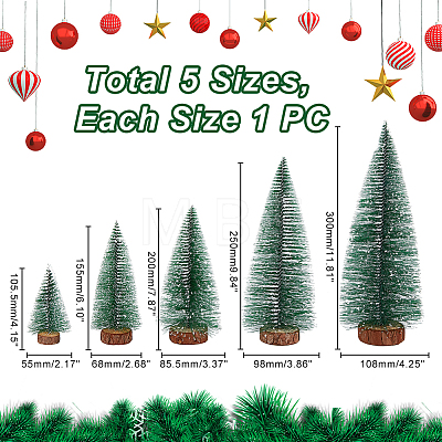 AHADERMAKER 5Pcs 5 Style Artificial Mini PVC Pine Needle Christmas Tree AJEW-GA0005-94-1