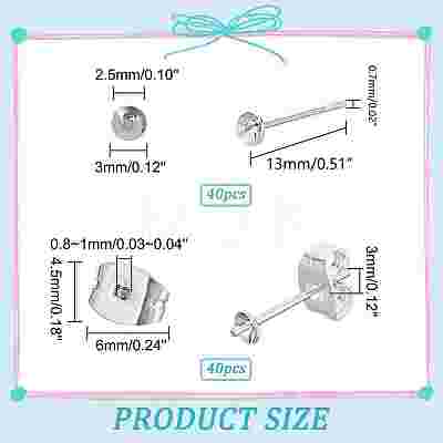 40Pcs 925 Sterling Silver Post Stud Earring Settings STER-DC0001-03-1