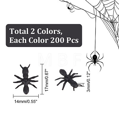  2 Bags 2 Colors Halloween Plastic Simulation Ant DJEW-NB0001-32-1