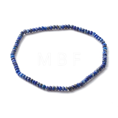 Faceted Rondelle Natural Lapis Lazuli Bead Stretch Bracelets BJEW-JB06383-08-1