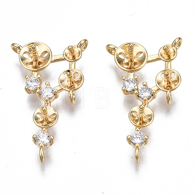 Brass Micro Pave Clear Cubic Zirconia Peg Bails Chandelier Component Links KK-S356-328-NF-1