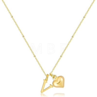 Brass Initial and Heart Pendant Necklaces for Women FS-WG01F32-22-1