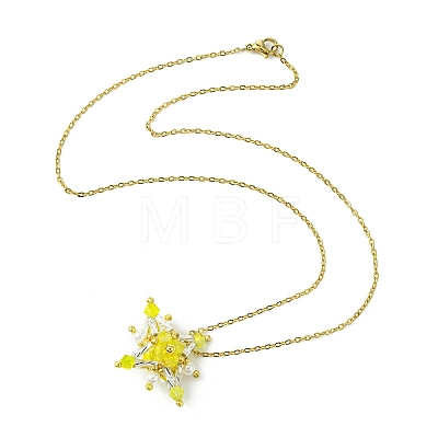 Glass Seed Beads Beaded Star Pendant Necklaces NJEW-MZ00088-1