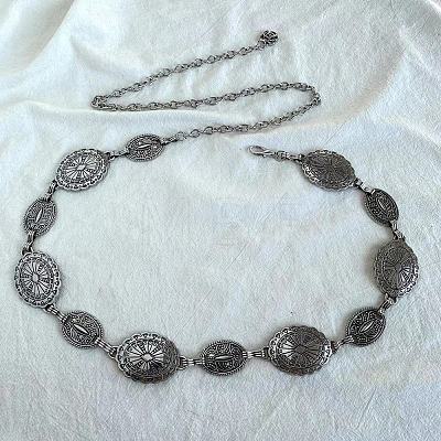 Tibetan Style Zinc Alloy & Iron Oval Link Chain Waist Belly Chains WGB4B33-01-1