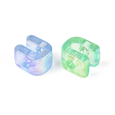 UV Plating Transparent Acrylic European Beads OACR-M027-02U-1