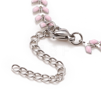 Enamel Wheat Link Chain Necklace NJEW-P220-02P-03-1
